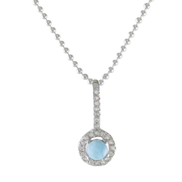 Alternate image for Circular Larimar and CZ Pendant Necklace from Thailand Gorgeous Blue
