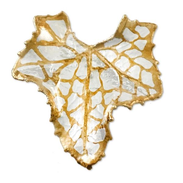Alternate image for Thai Gold and Silver Plated Natural Melon Leaf Brooch Melon Leaf Harmony