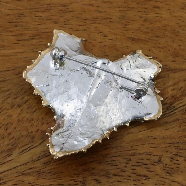 Alternate image for Thai Gold and Silver Plated Natural Melon Leaf Brooch Melon Leaf Harmony