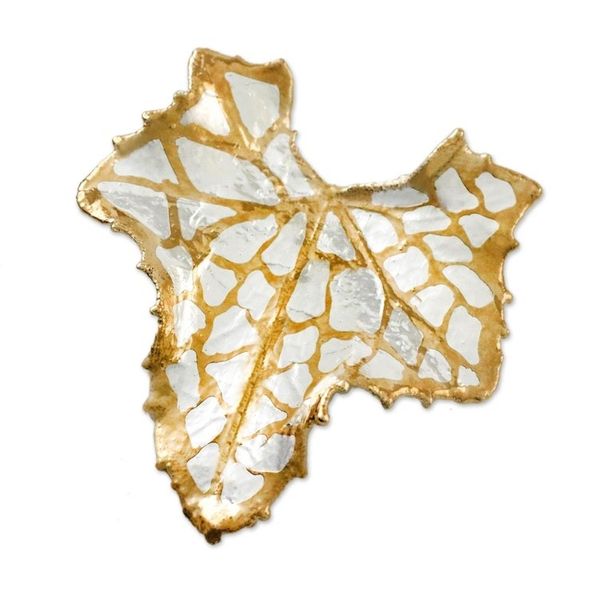 Alternate image for Thai Gold and Silver Plated Natural Melon Leaf Brooch Melon Leaf Harmony