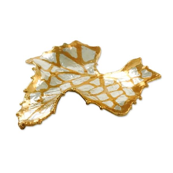 Alternate image for Thai Gold and Silver Plated Natural Melon Leaf Brooch Melon Leaf Harmony