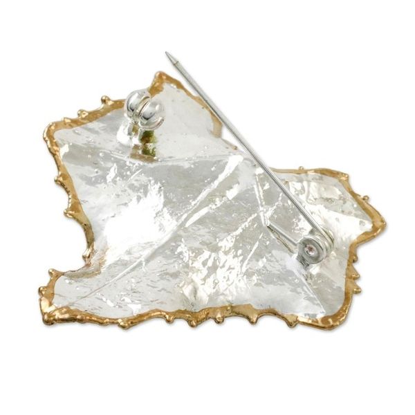 Alternate image for Thai Gold and Silver Plated Natural Melon Leaf Brooch Melon Leaf Harmony