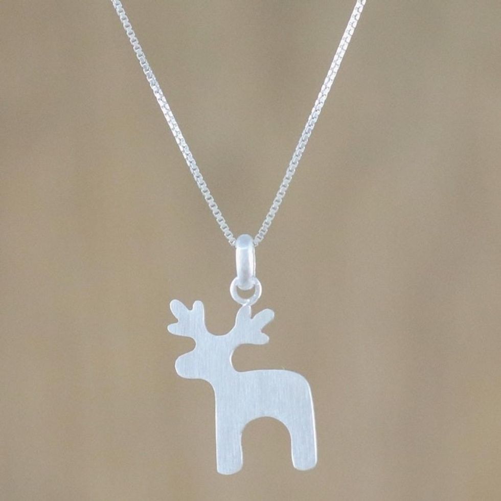 Deer Pendant Necklace in Sterling Silver 'Lovely Deer'