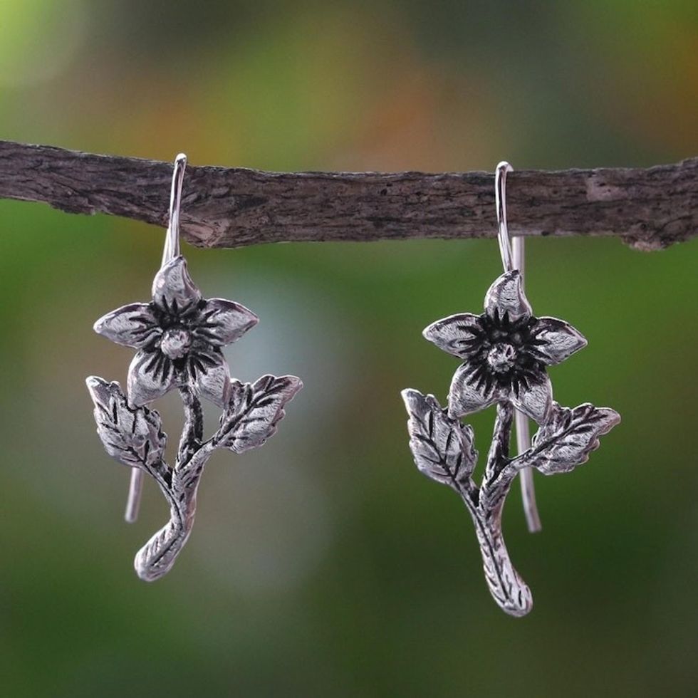 Sterling Silver Blooming Flower Earrings from Thailand 'Summer Blooming'