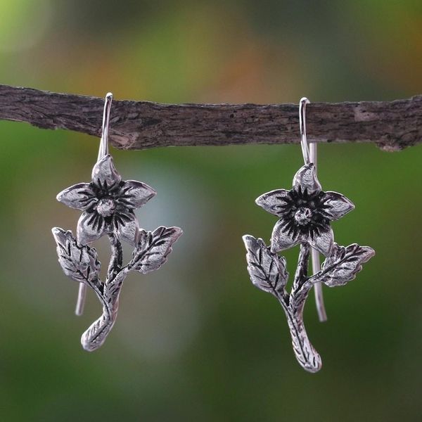 Alternate image for Sterling Silver Blooming Flower Earrings from Thailand Summer Blooming