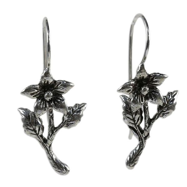 Alternate image for Sterling Silver Blooming Flower Earrings from Thailand Summer Blooming