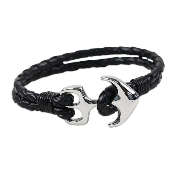 Alternate image for Two-Strand Leather Braided Bracelet in Black from Thailand Anchor Braid in Black