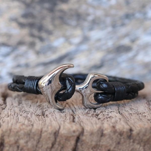 Alternate image for Two-Strand Leather Braided Bracelet in Black from Thailand Anchor Braid in Black