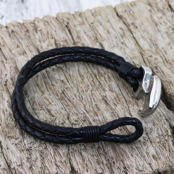Alternate image for Two-Strand Leather Braided Bracelet in Black from Thailand Anchor Braid in Black