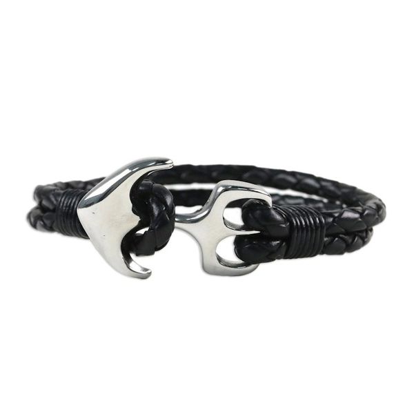 Alternate image for Two-Strand Leather Braided Bracelet in Black from Thailand Anchor Braid in Black