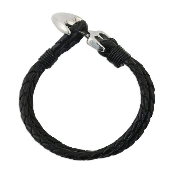 Alternate image for Two-Strand Leather Braided Bracelet in Black from Thailand Anchor Braid in Black