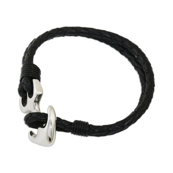 Alternate image for Two-Strand Leather Braided Bracelet in Black from Thailand Anchor Braid in Black