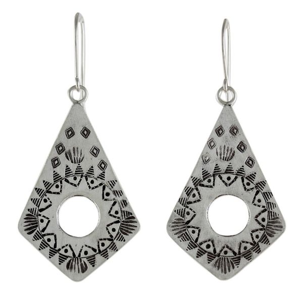 Alternate image for Handmade Hill Tribe Silver Dangle Earrings from Thailand Thai Promise