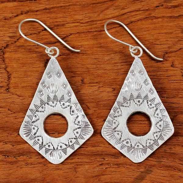 Alternate image for Handmade Hill Tribe Silver Dangle Earrings from Thailand Thai Promise