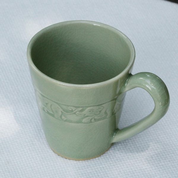 Alternate image for Hand Crafted Celadon Ceramic Elephant Mug from Thailand Elephant Babies