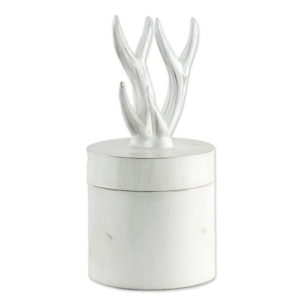 Alternate image for Hand Crafted White Decorative Box with Antlers from Thailand Antlers