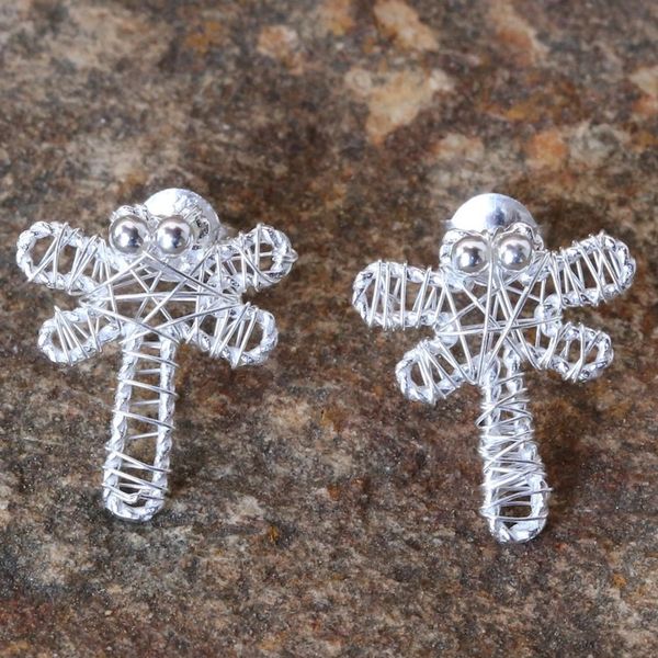 Alternate image for Artisan Crafted Sterling Silver Dragonfly Drop Earrings Dragonfly Wrap