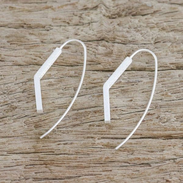 Alternate image for Angular Sterling Silver Drop Earrings from Thailand Bent Pillars
