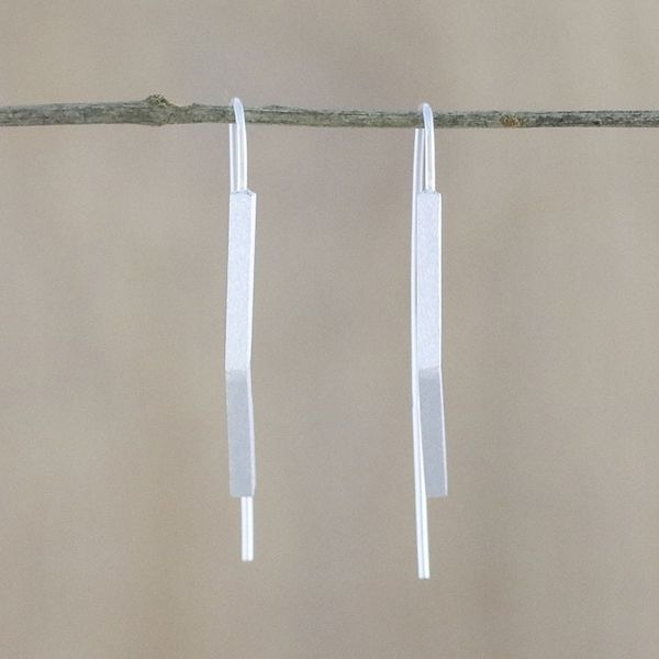 Alternate image for Angular Sterling Silver Drop Earrings from Thailand Bent Pillars