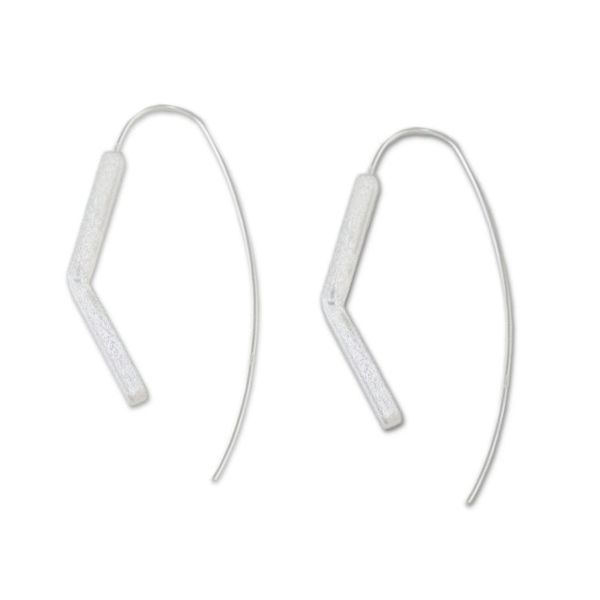Alternate image for Angular Sterling Silver Drop Earrings from Thailand Bent Pillars
