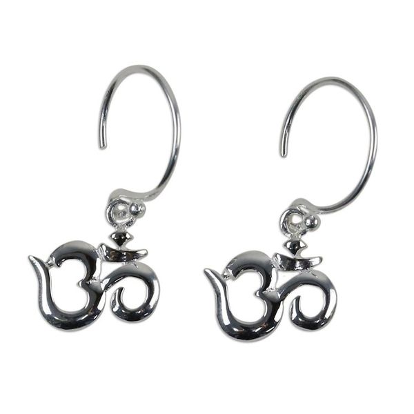 Alternate image for Hindu Om Symbol 925 Sterling Silver Earrings from Thailand Om Shine