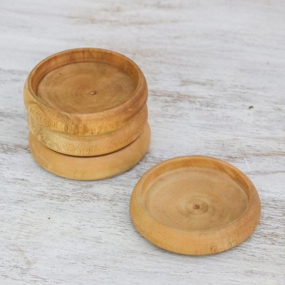 Handmade Wood Coasters Set of 4 from Thailand 'Sharing Friendship'