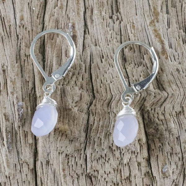 Alternate image for Blue Chalcedony and Silver Dangle Earrings from Thailand Glamorous Woman