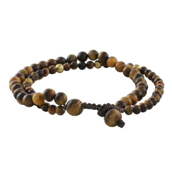 Alternate image for Adjustable Tigers Eye Beaded Bracelet from Thailand Double Beauty