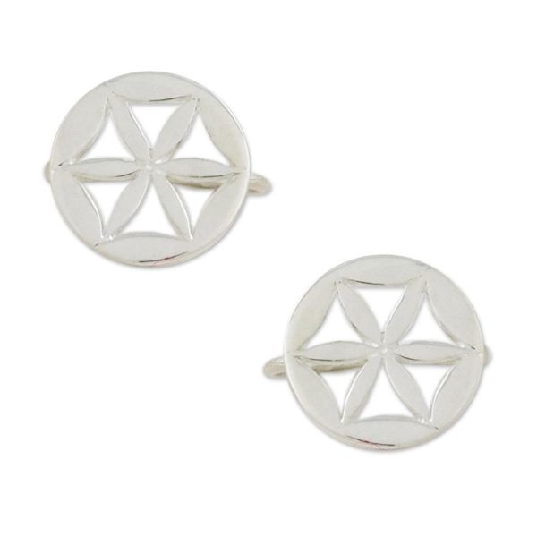 Alternate image for Sterling Silver Star-Shaped Circular Ear Cuffs from Thailand Star Petals