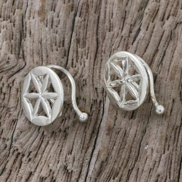 Alternate image for Sterling Silver Star-Shaped Circular Ear Cuffs from Thailand Star Petals