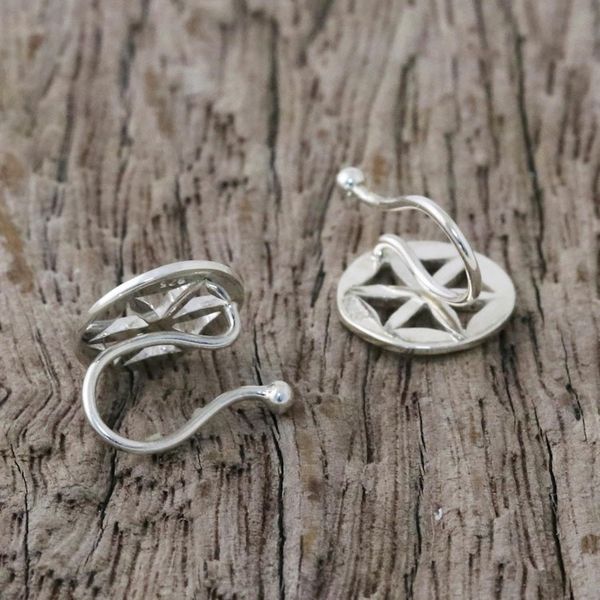 Alternate image for Sterling Silver Star-Shaped Circular Ear Cuffs from Thailand Star Petals