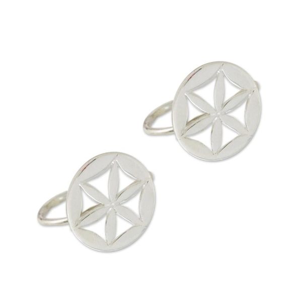 Alternate image for Sterling Silver Star-Shaped Circular Ear Cuffs from Thailand Star Petals