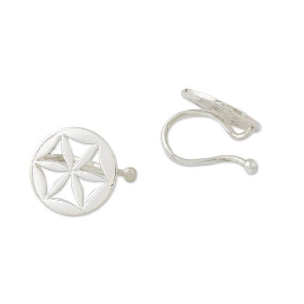 Alternate image for Sterling Silver Star-Shaped Circular Ear Cuffs from Thailand Star Petals