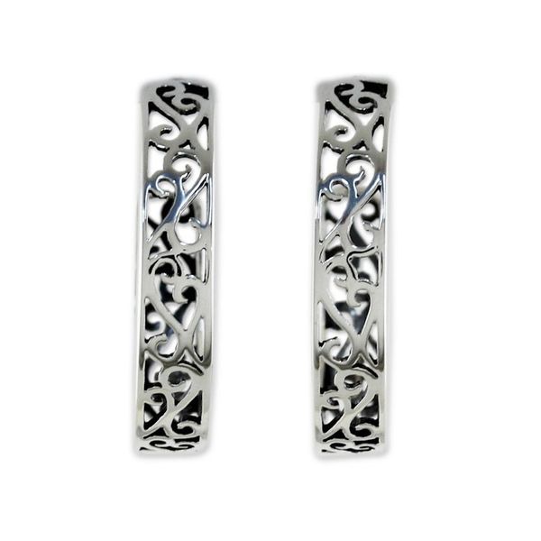 Alternate image for Elegant 925 Sterling Silver Half-Hoop Earrings from Thailand Spiral Balustrade