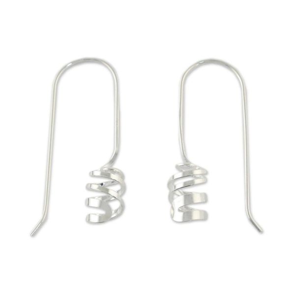 Alternate image for Sterling Silver Spiral Drop Earrings from Thailand Cheerful Spirals