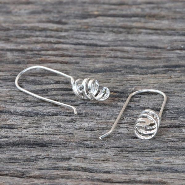 Alternate image for Sterling Silver Spiral Drop Earrings from Thailand Cheerful Spirals