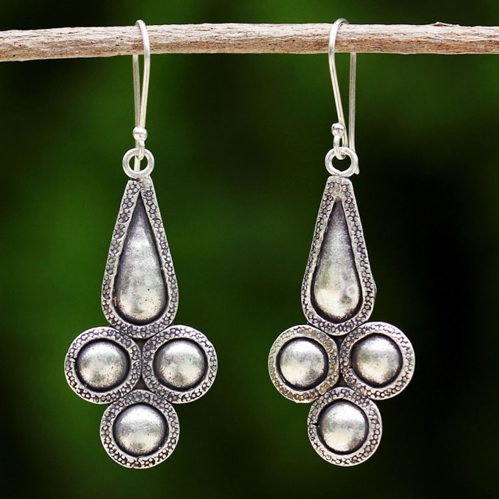 Handmade Karen Hill Tribe Silver Dangle Earrings 'Karen Grace'