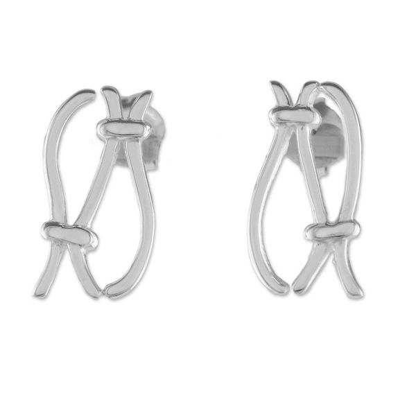 Alternate image for 925 Sterling Silver Rope Knots Earrings with Posts Elegant Rope Knots