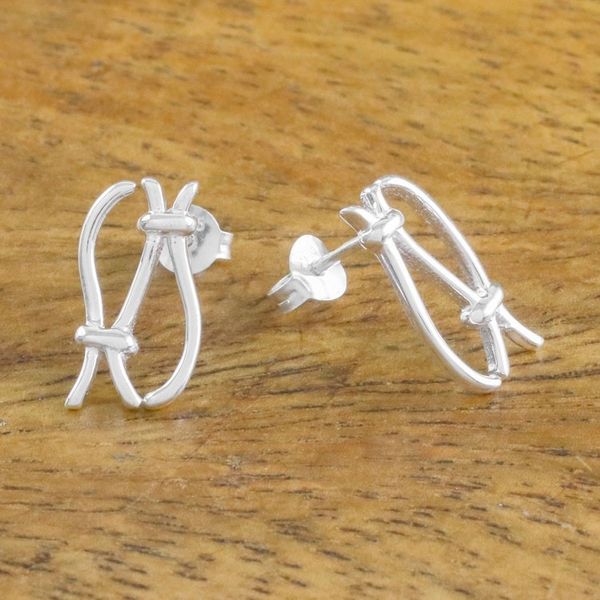 Alternate image for 925 Sterling Silver Rope Knots Earrings with Posts Elegant Rope Knots