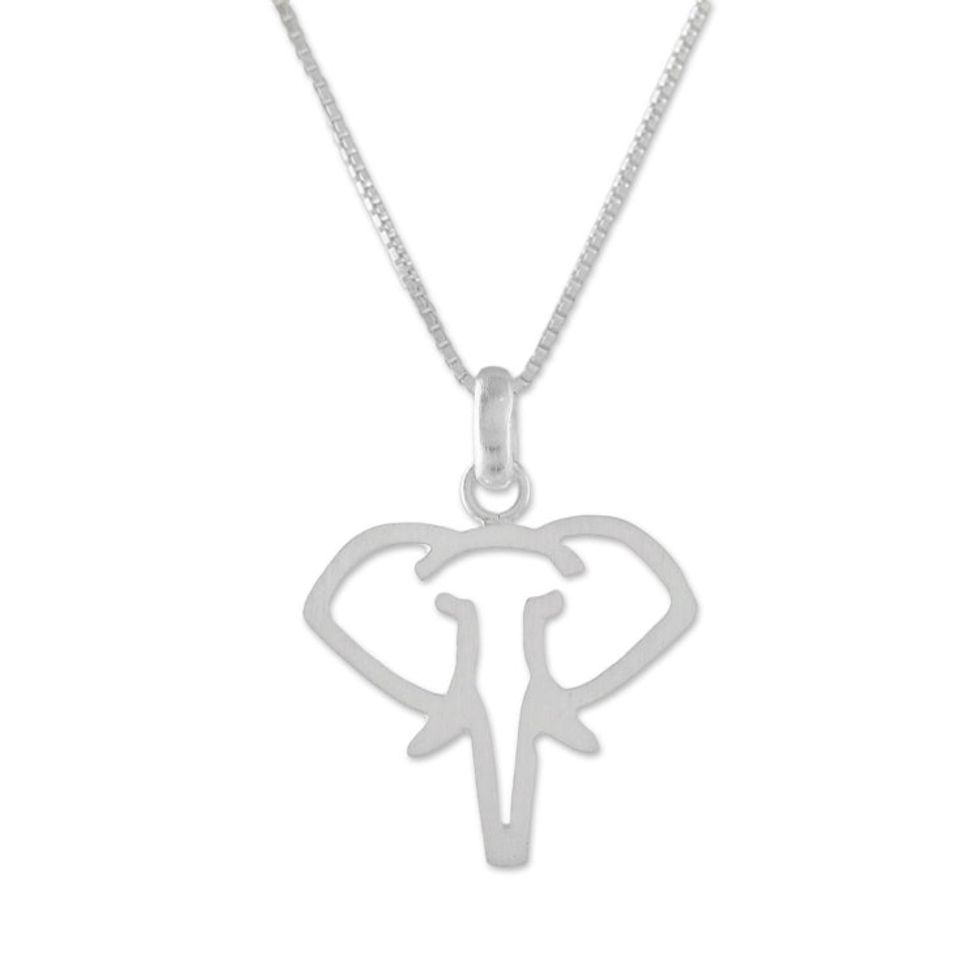 Sterling Silver Elephant Pendant Necklace from Thailand 'A Simple Elephant'