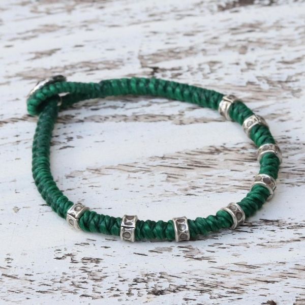 Alternate image for Wristband Bracelet with Karen Silver in Green from Thailand Good Living in Green