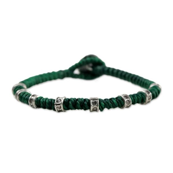 Alternate image for Wristband Bracelet with Karen Silver in Green from Thailand Good Living in Green