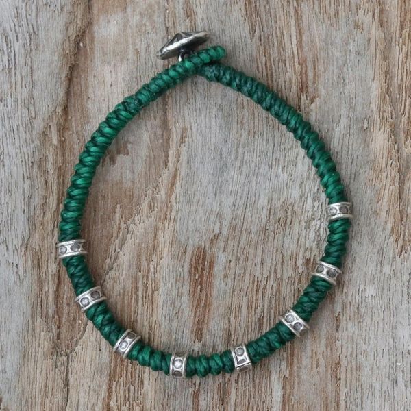 Alternate image for Wristband Bracelet with Karen Silver in Green from Thailand Good Living in Green