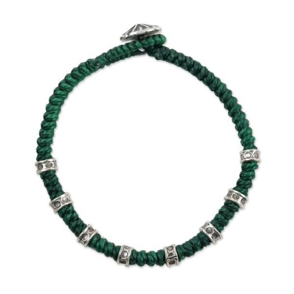 Alternate image for Wristband Bracelet with Karen Silver in Green from Thailand Good Living in Green