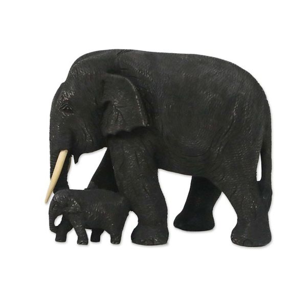 Alternate image for Teak Wood Elephant Statuette from Thailand Heading Home