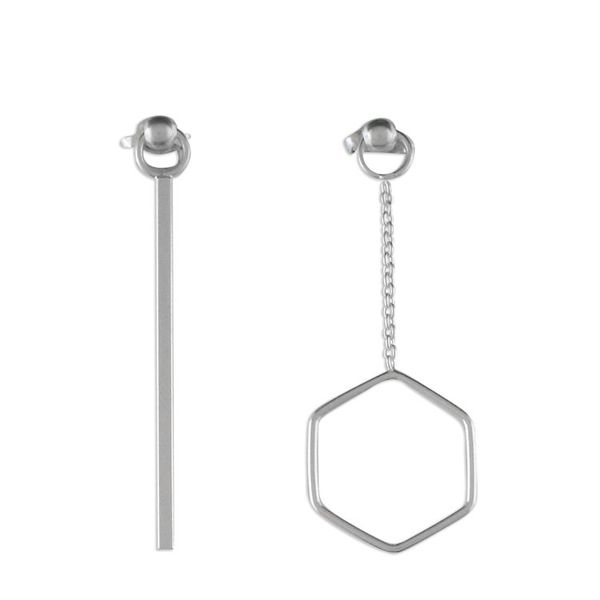 Alternate image for Artisan Handmade 925 Sterling Silver Earrings Hexagon Chain Icy Holiday