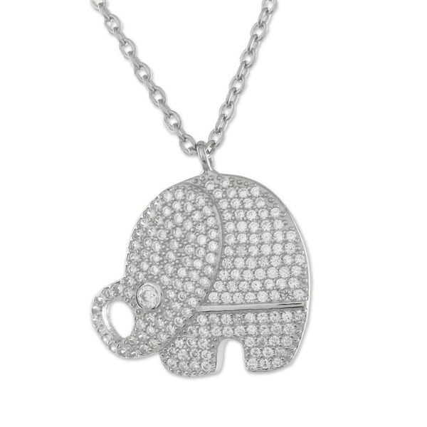 Alternate image for Cubic Zirconia 925 Sterling Silver Handmade Pendant Necklace Luxurious Elephant