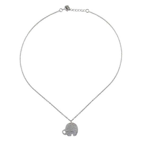 Alternate image for Cubic Zirconia 925 Sterling Silver Handmade Pendant Necklace Luxurious Elephant