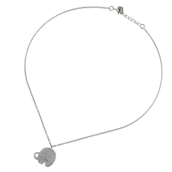 Alternate image for Cubic Zirconia 925 Sterling Silver Handmade Pendant Necklace Luxurious Elephant