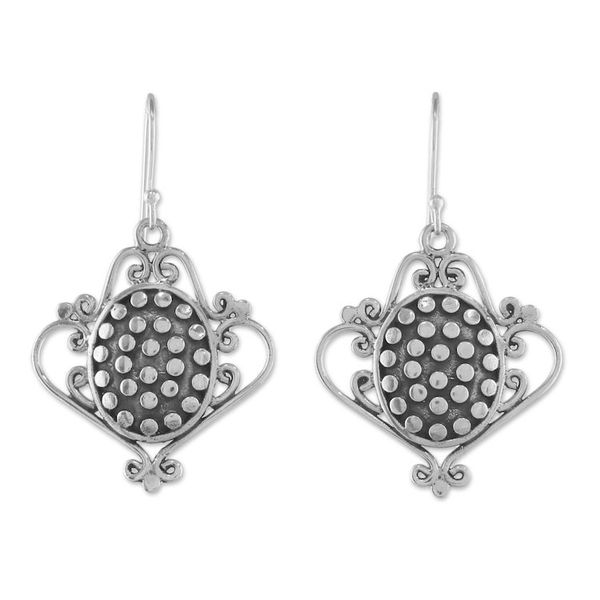 Alternate image for Sterling Silver Scrollwork and Oval with Dot Motif Earrings Ladies Tea